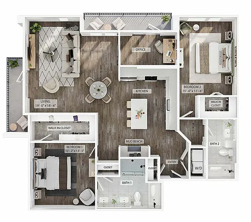 Floor plan 2BR/2BA - B7