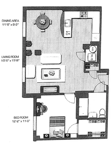Floor plan One Bedroom, Type F