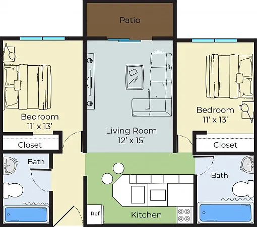 2 Bedroom 2 Bath 2 Bedroom 2 Bath