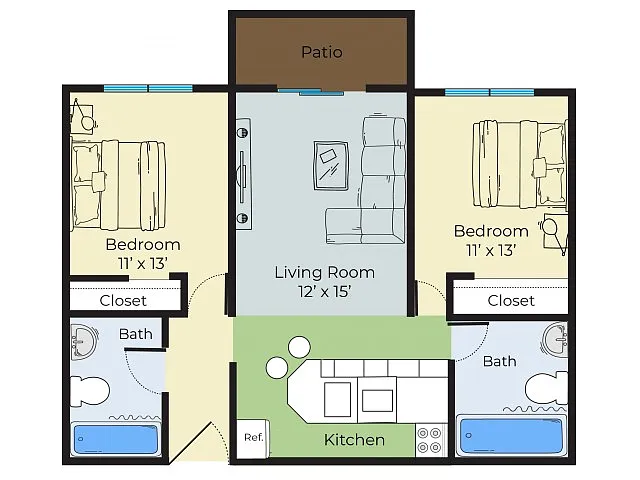 Floor plan 2 Bedroom 2 Bath