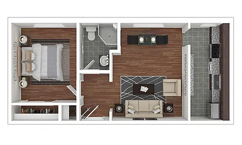 Floor plan TIER 06-10, 14, 15, 17, 20, 21, 26, 27, 28: 1 BEDR