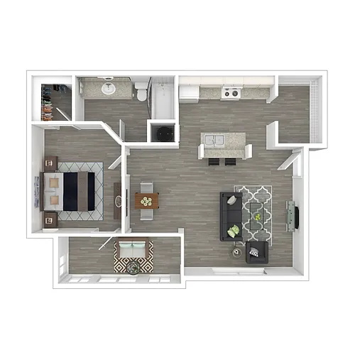 Floor plan 1 Bed 1 Bath (B)