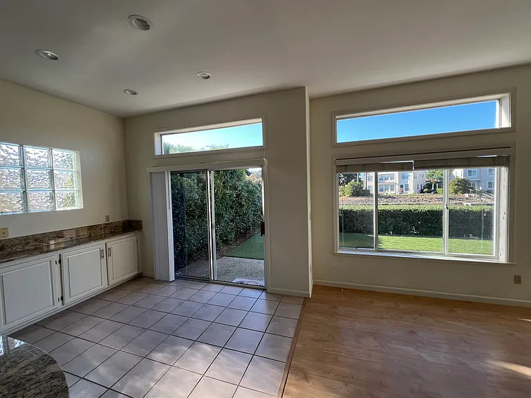 Kitchen nook area with views of the patio and water
