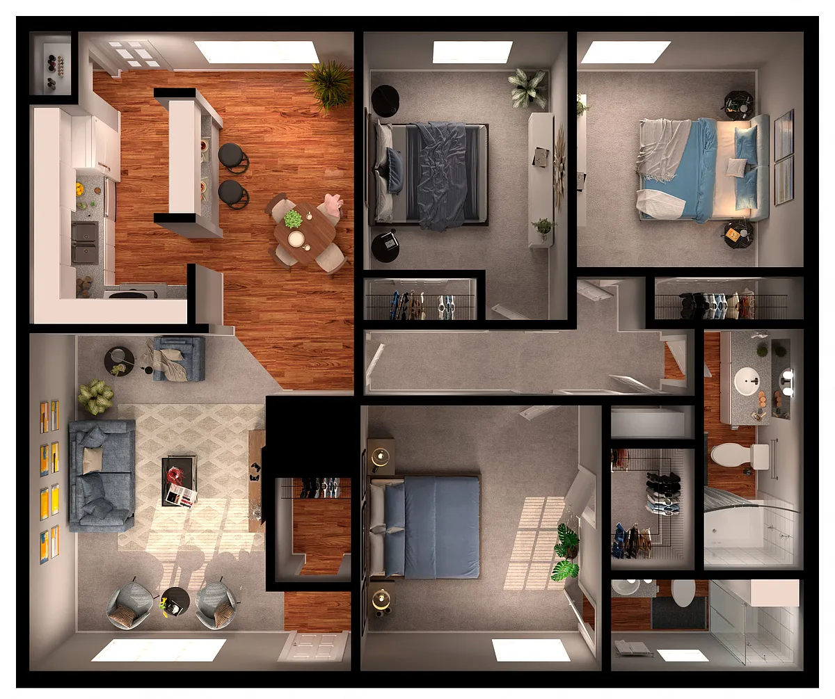 Floor plan 3 BR/2bth