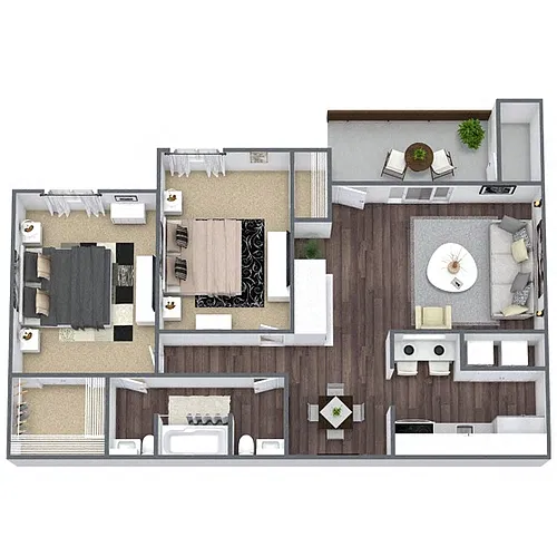 Floor plan B2: 2 Bed 1.5 Bath
