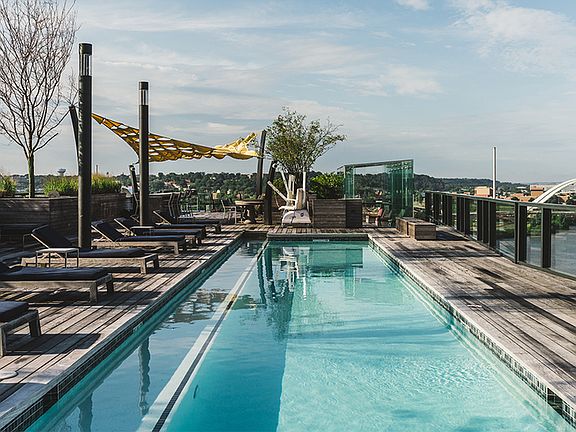 Rooftop lap pool overlooking the Yards and the Anacostia River