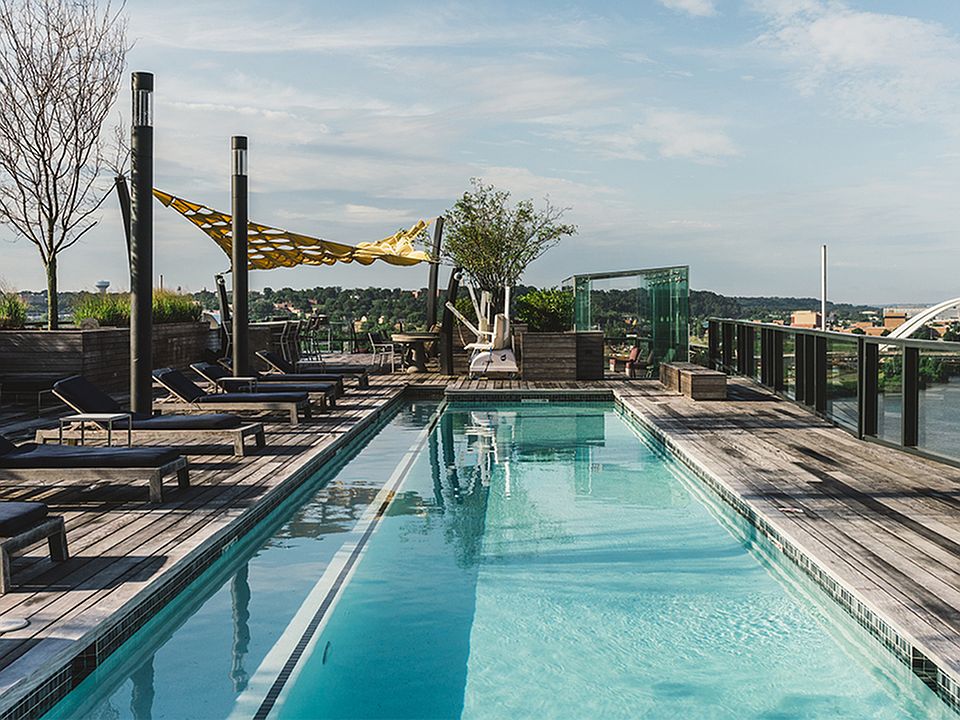 Rooftop lap pool overlooking the Yards and the Anacostia River