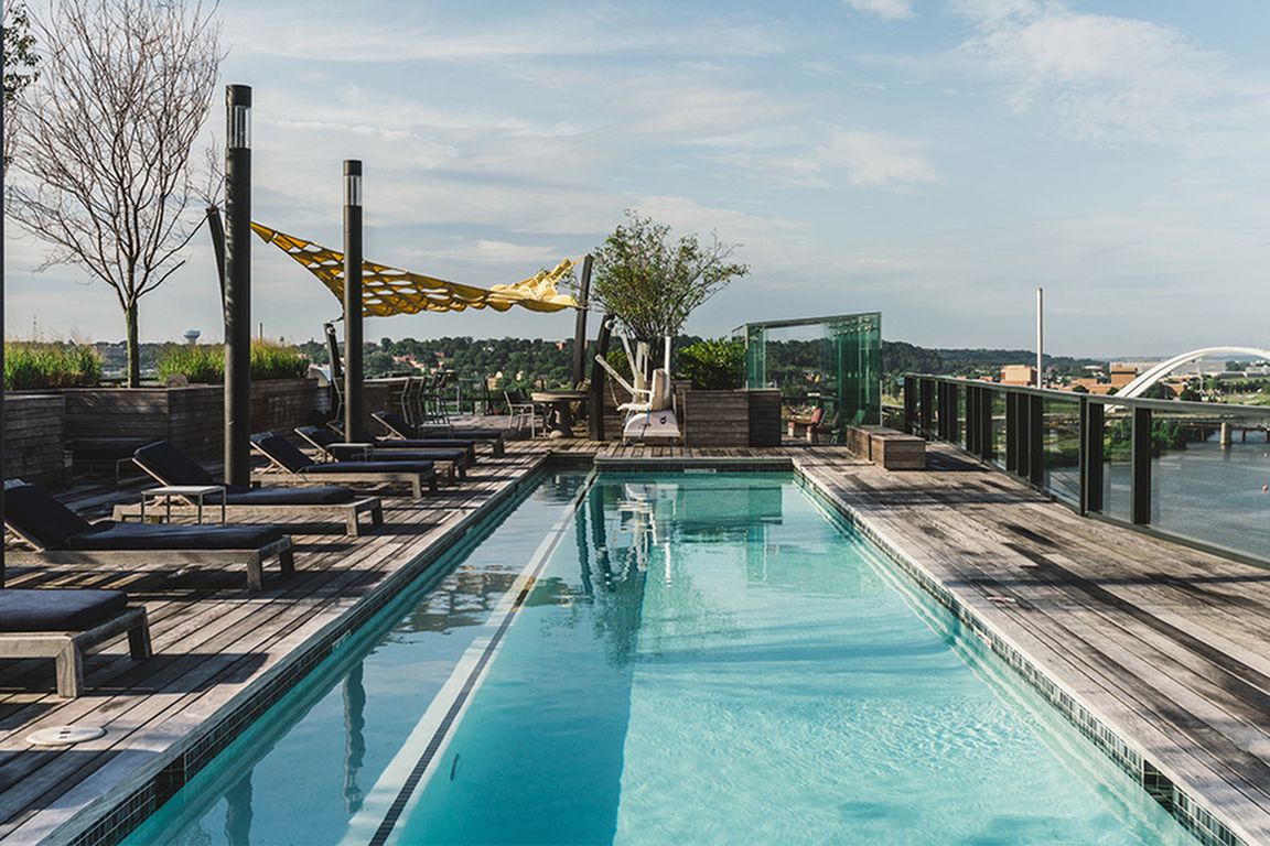Rooftop lap pool overlooking the Yards and the Anacostia River