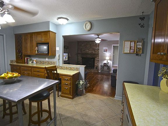 View from kitchen into den