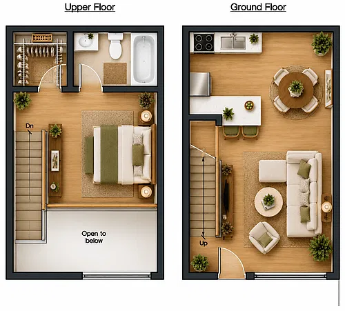 Floor plan 1 Bedroom Loft