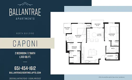 Floor plan Caponi - 2 BR Corner New Construction