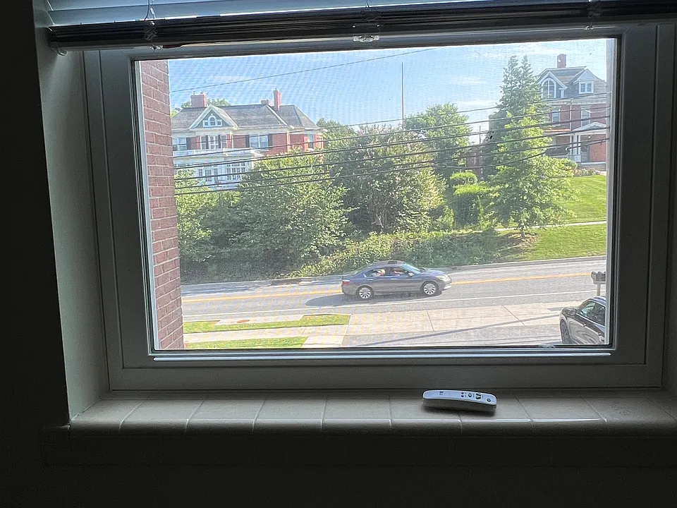 View of Main Street from left window in Living Room