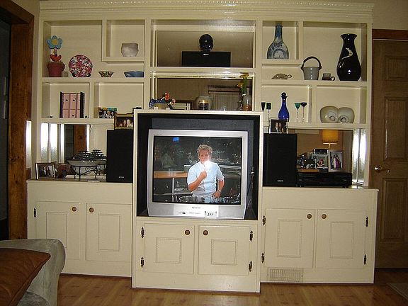 Custom built entertainment center and bookshelf