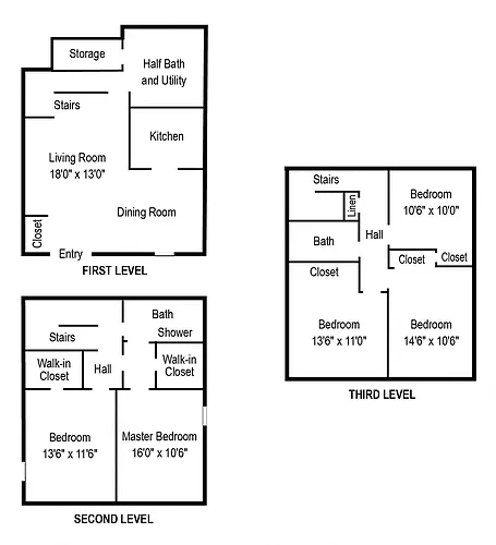 Floor plan 5BR 2BA TOWNHOME