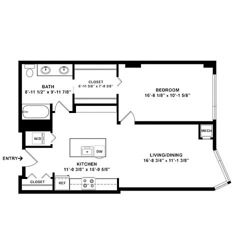 Floor plan 1 Bed/1 Bath-a2.1
