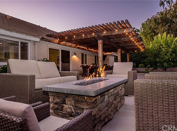 New gas fire pit for relaxing outdoors on chilly evenings