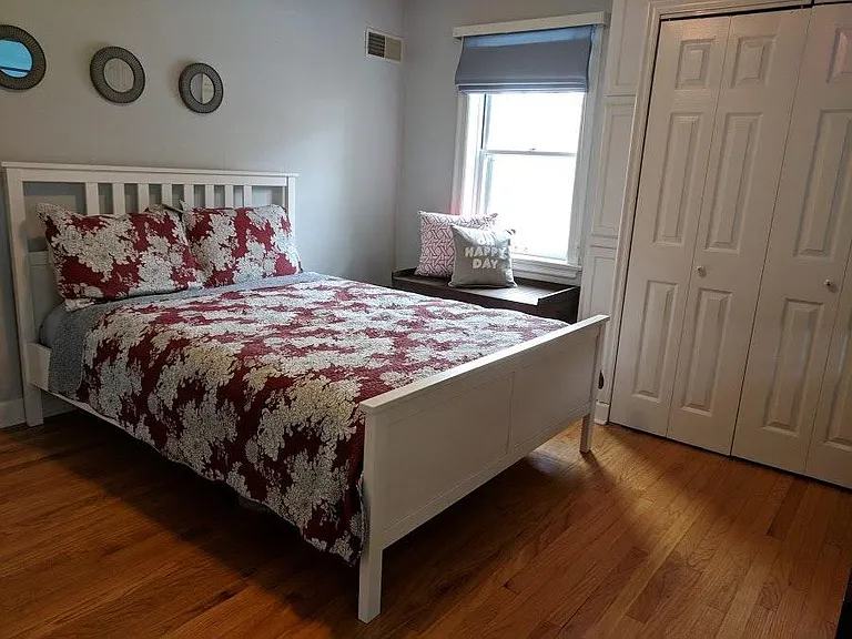Bedroom 2, overlooks the back yard.