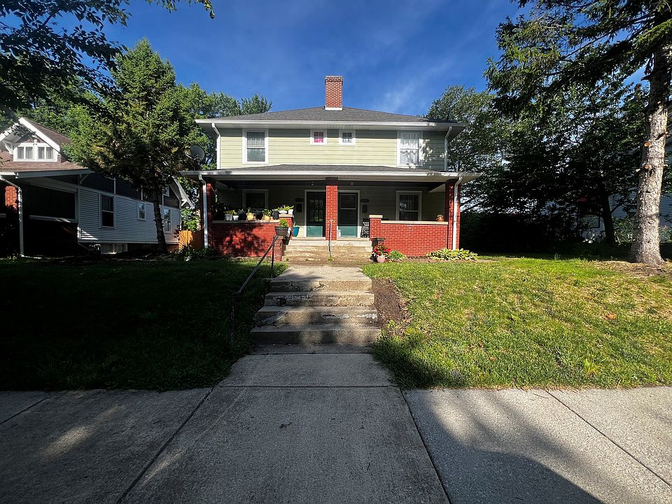 The view from the front porch. The home has two units and 1006 is to the south, or the left side of the home.
