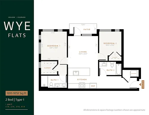 Floor plan 2 Bed 2 Bath - Type 1
