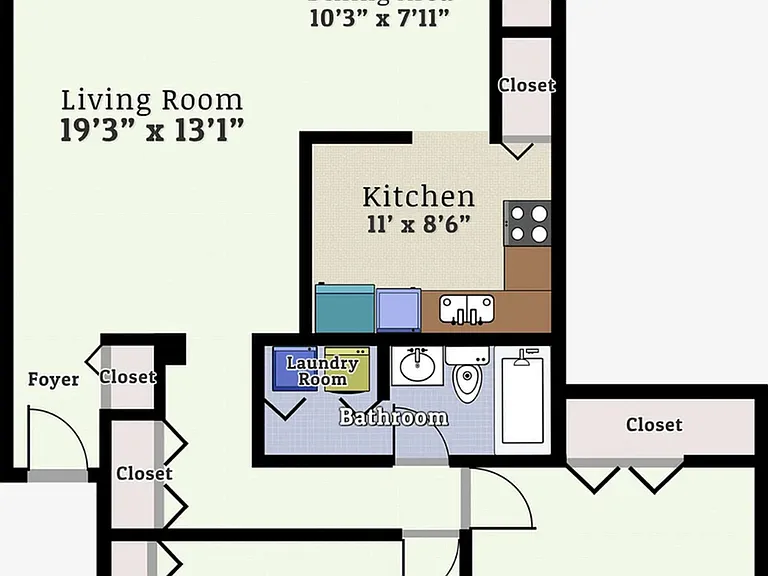 Two Bedroom One Bath Garden Floorplan Two Bedroom One Bath Garden Floorplan