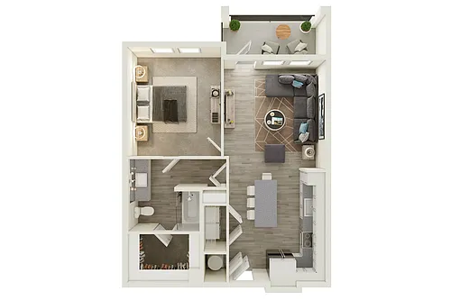 Floor plan A1 - One Bedroom, One Bathroom