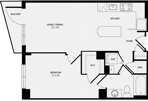 Floor plan 1 Bedroom C