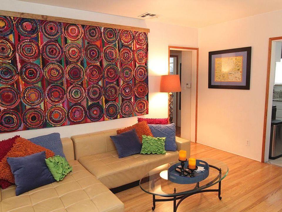 Living Room when decorated for short-term rental. All walls will be white.