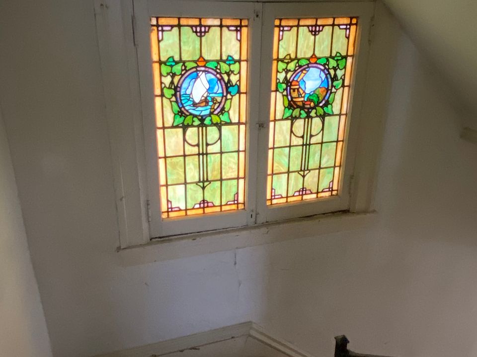 Stained / leaded glass window at upstairs landing
