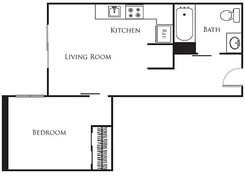 Floor plan Micro One Bed - D
