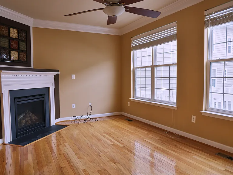 Fireplace and balcony