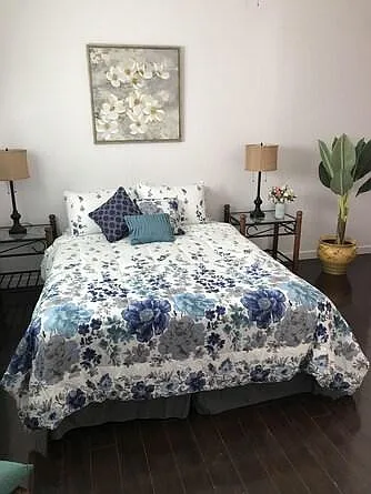 Roomy Queen bedroom + inflatable twin