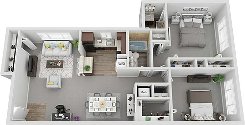 Floor plan 2 Bedroom 2 Bath Deluxe Renovated