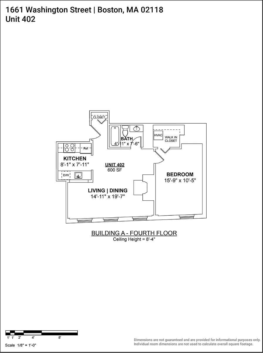 Floor plan 1Bed-1Bath 402