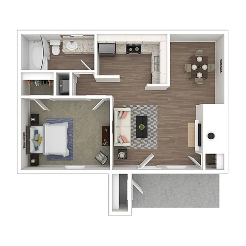 Floor plan 1x1 - Large Upgrade