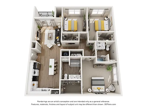 Floor plan 3 Bed, 2 Bath