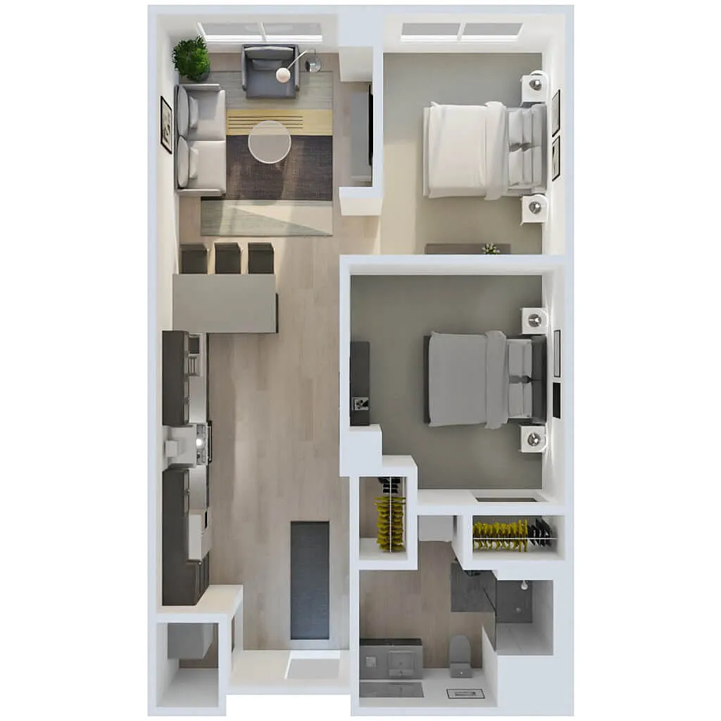 Floor plan 1 Bed plus Den D1