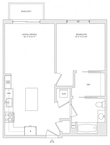 Floor plan 1 Bed/1 Bath-A2d