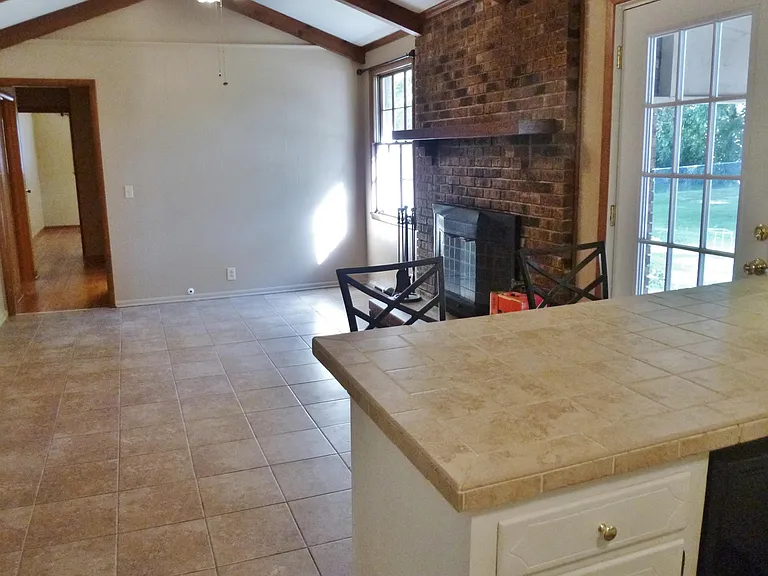 Large country Kitchen with working fireplace