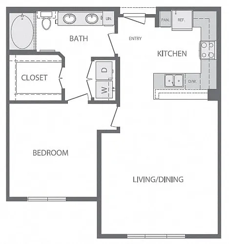 Floor plan A3 1Bed 1Bath