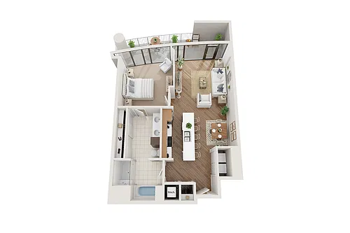 Floor plan 1 BR x 1 BA Flat - A