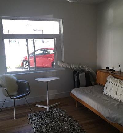 Living room/Bedroom, with a 5 foot wide closet.