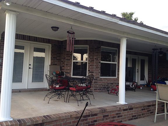 back porch with fan