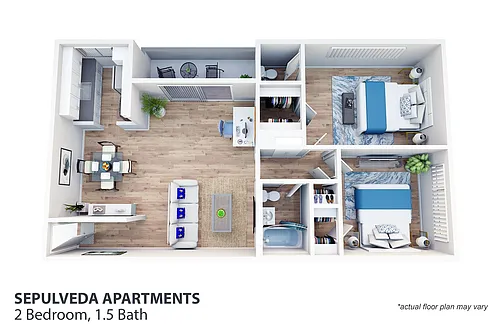 Floor plan 2 Bedroom, 2 Bath