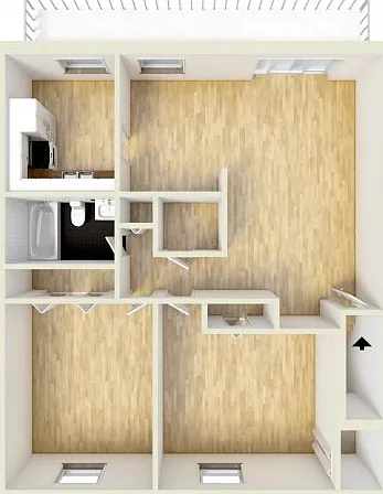 Two bedroom, upper level floor plan Two bedroom, upper level floor plan