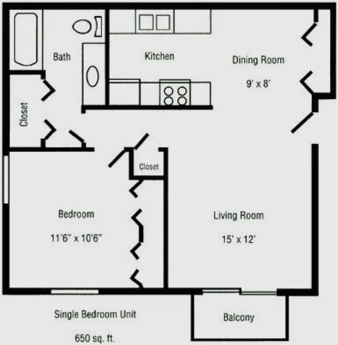 Floor plan One-Bedroom Apartment