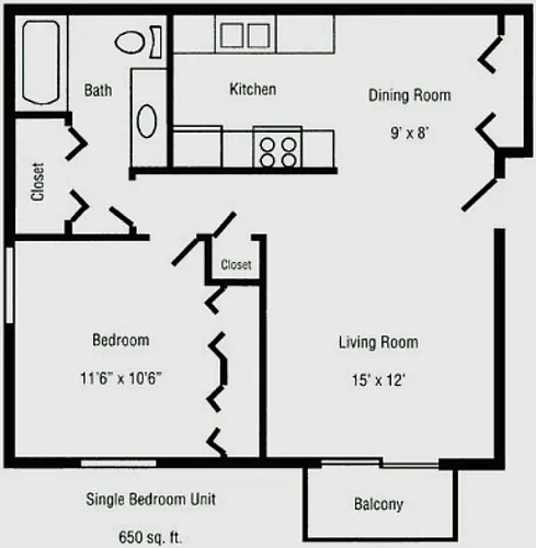 Floor plan One-Bedroom Apartment