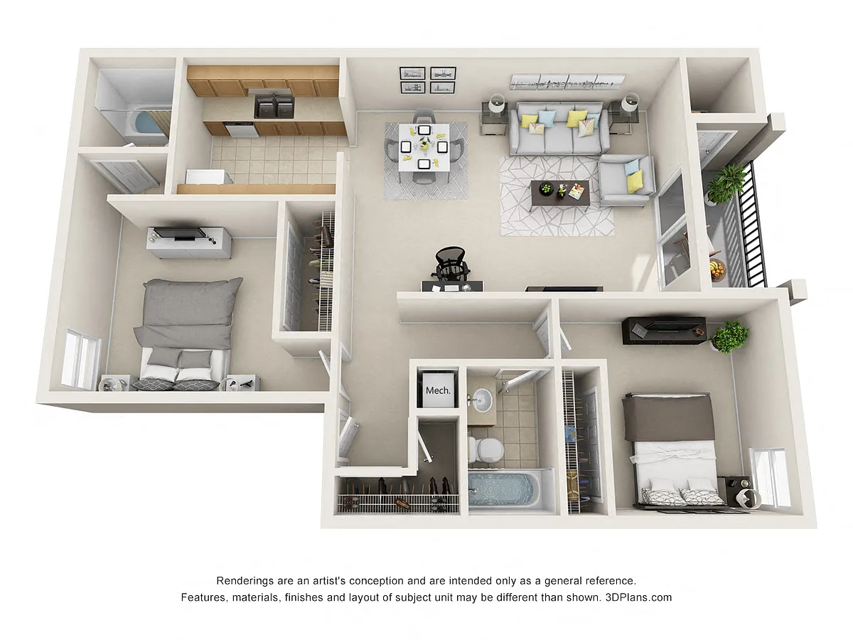 Floor plan 2 Bed 2 Bath