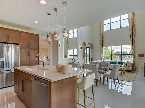 Kitchen overlooking dining area
