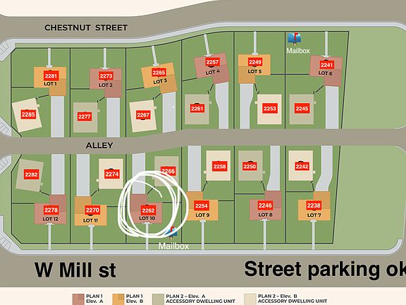 Site map and parking off W Mill st