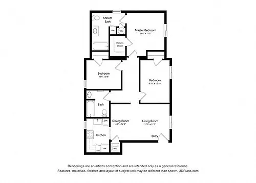 Floor plan Three Bedroom